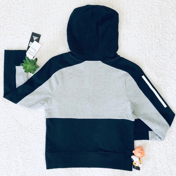 Adidas Gray Black Zip Up Hoodie Boys New Tag - Picture 2 of 8